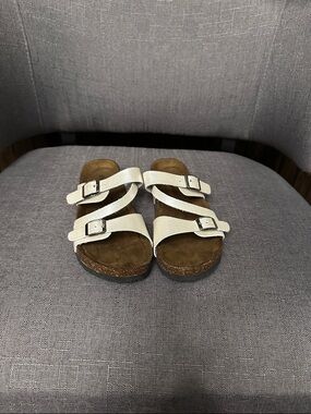 Women’s  White Triple-Strap Cork Footbed Sandals